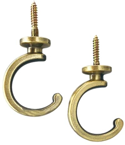 RLMVGBX Tie Back Hooks - Brass Curtain Tiebacks with Expansion Tube for Window & Shower Curtains