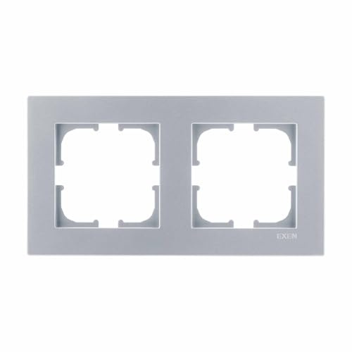 EXEN - Serie KARELL Rahmen 2-fach für Lichtschalter und Steckdose - Panel für Wandlichtschalter und Steckdosen - Silber - 154mm - K102/10E