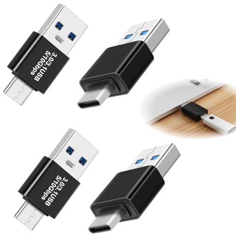 CanQuanSWZX 4PCS 3.0/3.1 Stecker auf USB-C-Adapter, Schnelle Datenübertragung bis zu Gen 2 10 Gbit/s, USB 3.0/3.1 auf C Adapter, für Smartphones, Laptops, Tablets, und Peripheriegeräte