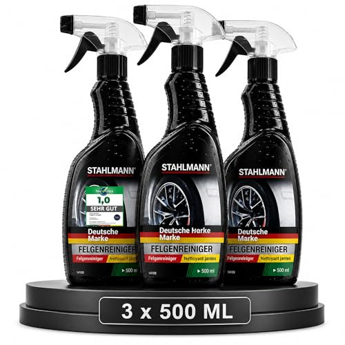 STAHLMANN® Felgenreiniger [3 x 500 ml] Alufelgen gegen Bremsstaub Set | Felgenreiniger für Alufelgen | gegen Bremsstaub & Straßenschmutz | Stahlfelgen | Auto, Motorrad, Wohnmobil