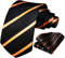 HISDERN Herren Krawatte Gestreifte Hochzeit Krawatte & Einstecktuch Set Orange und Schwarz