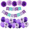MAKFORT Geburtstagsdeko Grün Happy Birthday Girlande mit Pompoms und Luftballons Grün Konfetti Luftballons für Geburtstag Partydeko