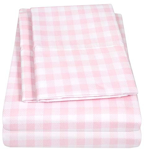 Collection 1500 Supreme Kids – Parure de lit Amusante colorée et Confortable, pour garçons et Filles, Poche Profonde, Infroissable, Douce et Confortable, pour lit Simple, Vichy Rose