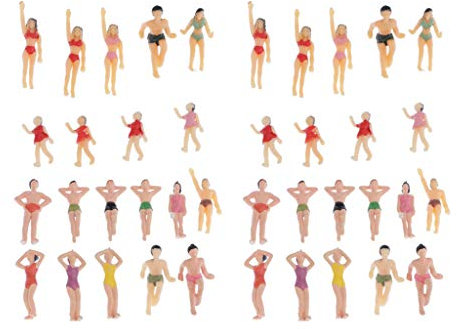 Lot de 40pcs Figurines Personne Nageurs Homme et Femme Modèles en Plastique pour Paysage Modélisme Piscine échelle 1: