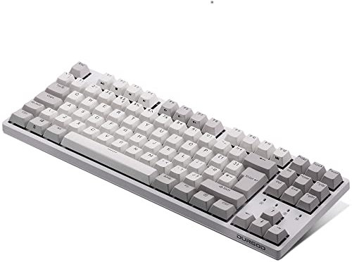 DURGOD Taurus K320 TKL Mechanical Gaming Keyboard - 88 Keys - Double Shot PBT - USB Type C - ISO UK (White, Cherry Mx Silent Red)
