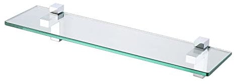 KES Estante Baño Cristal 50cm Baldas de Cristal Estanteria Baño Vidrio Templado 8MM con Soporte de Cromo Pulido, BGS3201