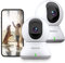 blurams Telecamera Wi-Fi Interno,2K Videocamera Sorveglianza,Rotazione a 360°,Visione Notturna, Tracciamento del Movimento,Audio Bidirezionale Compatibile con Alexa (Bianco-Kit da 2)