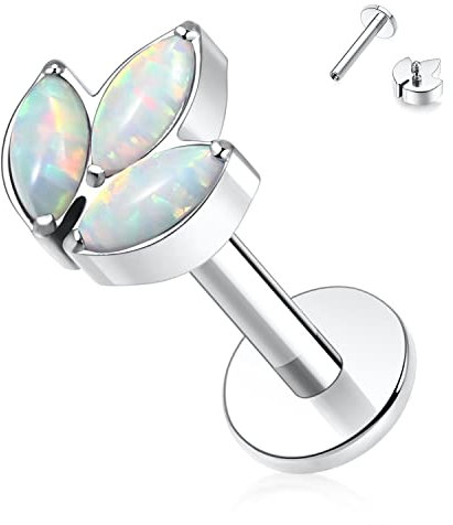 16g Labret Tragus Lippenknorpel Medusa Schmuck Opal Titan Tragus Medusa Conch Helix Monroe Philtrum Piercing Schmuck Ohrringe mit Innengewinde Tragus Creolen Lippenringe für Frauen Knorpel Labret 8mm