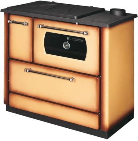 Stufa cucina riscaldamento a legna con forno struttura in acciaio 9,06 kW Popular - Beige