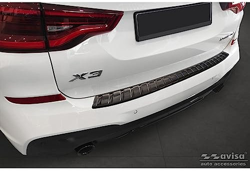 Avisa Schwarz Edelstahl Heckstoßstangenschutz kompatibel mit BMW X3 G01 M-Paket 2017-2021 & Facelift 2021-2024 Inkl. M Competition 2019-2021 'Ribs'