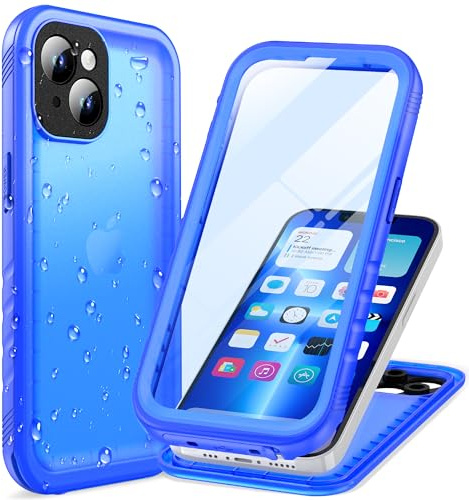 Cozycase TOP Militärschutz wasserdichte 360 Hülle Für iPhone 15, Blau | Outdoor Panzerhülle Full Armor Case, Vorne Hinten Komplett Schutz, Soßfest Staubschutz Baustelle Waterproof Handyhülle