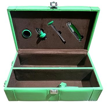 Wine Wooden Gift Box Holder - 2 Bottles case - 2 Bottle Faux Leather Carry Case with Wine Opener Set