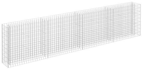 Homgoday Gabion Jardinière surélevée en acier galvanisé 360 x 30 x 90 cm, paniers gabion en métal pour pierres, décoration de jardin