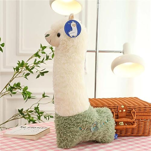 GLITZFAS Alpaka Kuschelkissen Kuscheltiere, Kawaii Plüschtier Stofftier Langes Kissen, XXL Groß Cartoon Alpaka Geschenk Plüschkissen (100 cm, Grün)