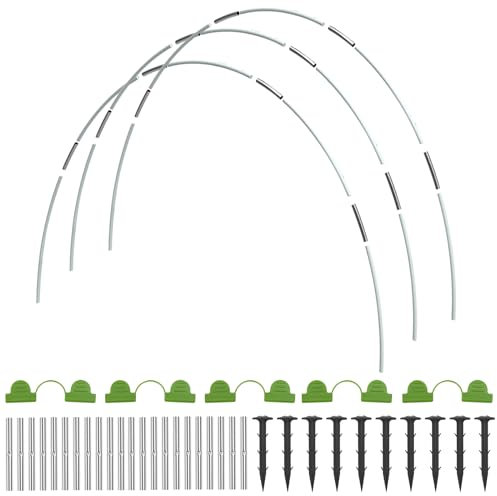 30Pcs Garden Hoops for Netting Raised Bed, Greenhouse Hoops Frame Tunnel Arches, Detachable Fiberglass Support Hoops, Grow Tunnel Hoops for Veg Plant Crop Fruit (1)