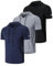 HUAKANG 3er Pack Sport Shirt Männer Sport Tshirts Herren Schnelltrocknend Atmungsaktiv Laufshirt Kurzarm Sport Fitness Hoodie mit Handytaschen(550-Black Gray Navy-L)