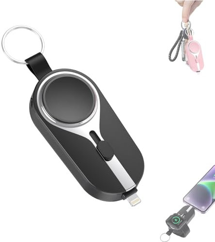 Keypact Duo, Keychain Portable Charger for iPhone, Keypact Duo Charger, Keypact Duo - Portable 2 In 1 Keychain Power Bank, Emergency Mobile Power Bank 2 In 1 Telescopic Connector (Color : Nero, Size