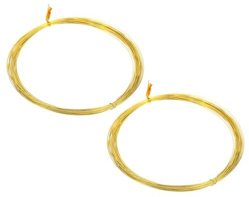 PATIKIL Half Hard Brass Wire, 2Pcs 26Gauge/0.4mm Diameter 10m/32.8ft Pure Craft Wire for Jewelry Making Beading Garden Plants