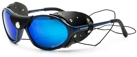 Daisan schwarze Gletscherbrille Bergsteigerbrille Sonnenbrille mit Kat. 4 Gläser 100% UV Schutz (Blau)