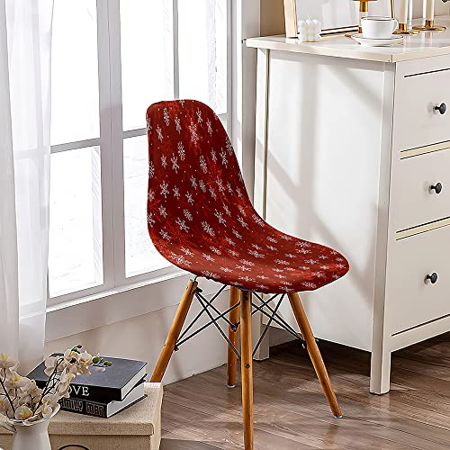 Hiseng Schneeflocke Stuhlhussen, Schalenstuhl Bezug, Stretch Stuhlbezug für Skandinavische Stühle, Waschbar Hussen für Stühle, Stuhlbezüge für Hotel, Hochzeit, Deko (4 Stücke,Rot)