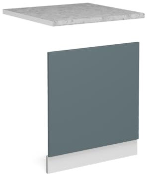 Vicco Panel Frontal R-Line, Gris Azulado/Blanco, 60 cm con encimera