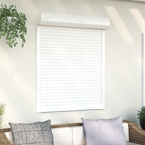 ShGaxin Rollladen Aluminium, Aussenrolladen, Schrank Rollo, Außenrollo, Sonnenschutzrollo Außen, 100 x 120 cm Weiß