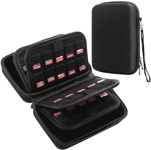 ADVcer 80 Slots Switch Game Case, Waterproof Hard Shell Nintendo Switch Game Card Holder Cartridge with Detachable Wrist Strap for SD Cards, Nintendo Switch or Switch OLED, PS Vita, PSP Games Storage