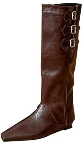 Generico Stivali Texani Camperos Western Texani Stivaletti Tacco Medio Stivali Texani Donna con Tacco Bassi Boots Equitazione Stivali Donna Indianini Stivaletto da Cowboy Cowgirl Cerniera Scarponcino