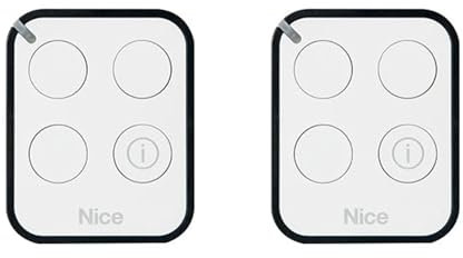 NICE ON3EBD - Telecomando per cancelli e porte da garage, 433,92 MHz, con codice girevole bidirezionale, colore: bianco e nero, set di 2 telecomandi