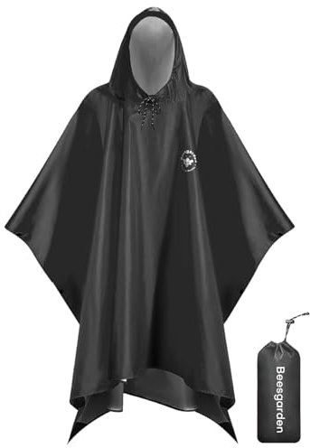 Beesgarden Poncho Antipioggia Con Cappuccio per Uomo Donna, Coating in TPU, 210T Oxford, Antipioggia PU8000mm+, Riutilizzabile Poncho Impermeabile All'aperto Campeggio Escursionismo Pesca