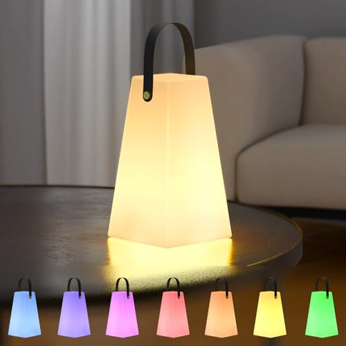 GGII LED Outdoor Lampe mit Fernbedienung Tragbare Tischlampe für Außen mit 8 Farben USB Wiederaufladbare Wasserdichtes Akku Lampe für Garten Aussen Schlafzimmer Bar Camping (Quadrat,16 x 26cm)