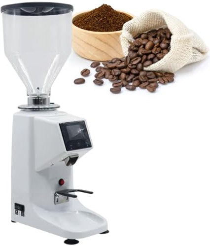 vnmudzeo Professionelle KaffeemüHle Mit Digitalanzeige, Espressomaschine Mit 19 Mahlgradeinstellungen,White-1500ml