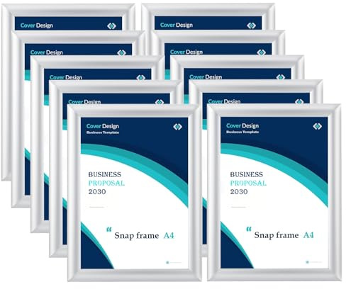 10 Pack A4 Snap Frame,Aluminium Clip Frames,Wall Mounted Certificate Photo Display Snap Frame,Posters Display Holder with Front Opening Clips(Silver)