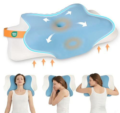 Cozary Oreiller Ergonomique Cervical, Oreiller Memoire Forme, Coussin Cervicales pour Dormeurs de Côté, de Dos et sur Le Ventre