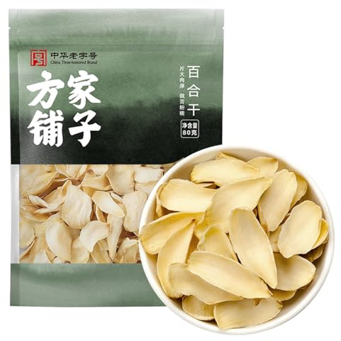 Bulbes de Lys Séchés 80g – Baihe Naturel (Racine de Lys) Sans Additifs Goût Délicat Idéal pour Soupes Tisanes et Cuisine Asiatique Végan et Sans Gluten