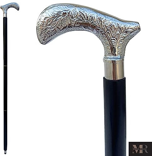 Vatertagsgeschenke Crafts Holz Spazierstock - 37 Vintage Ebenholz Black Sheesham Holz verziert mit Silber Handle Gehstock für Männer und Frauen. Holz Deko und Gehstöcke
