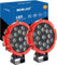 WOWLED Off Road Work Lights, 2 Pcs 7 51W Round LED Driving Work Light Headlight, Red 7 Inch 4x4 Spot Lights 12V 24V Work Lamp for Offroad Driving SUV 4WD ATV Truck Tractor Boat Car