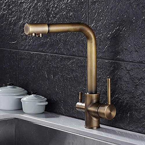 Decorry Commercio All'Ingrosso New Osmosi In Ottone Massiccio 6 Colori Girevole Quadrato Stile Lavello Miscelatore Acqua Potabile Rubinetto Della Cucina 3 Vie Filtro Acqua Rubinetto, Bronzo Antico