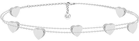 GD GOOD.designs Herz Armband Silber für Damen I Freundschaftsarmband für Sie - Verstellbar I silberne Herzchen Armkette - Valentinstag - Geschenk für Sie
