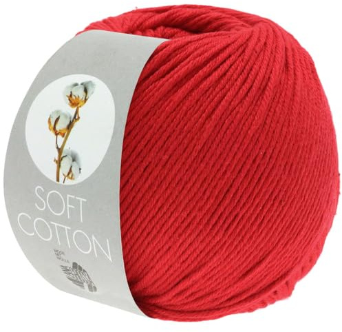 LANA GROSSA Soft Cotton | Weiches Baumwollgarn mit modernem Mikrofaseranteil | Handstrickgarn aus 70% Baumwolle & 30% Polyacryl | 50g Wolle zum Stricken & Häkeln | 140m Garn FB13