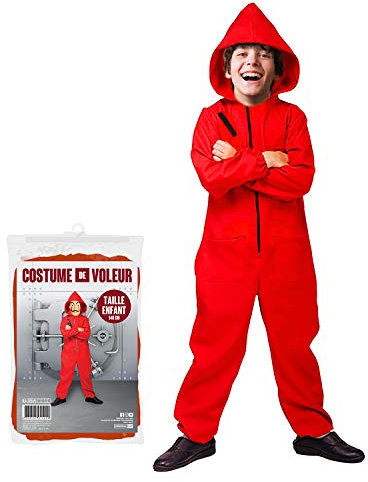 Kostüm Haus des Geldes | Kinder (6-10 Jahre) 140 cm | Kostüm Cosplay Haus des Geldes | Kinder | Rote Kombi mit Kapuze | Themenparty Dieb/Einbrecher | OriginalCup®