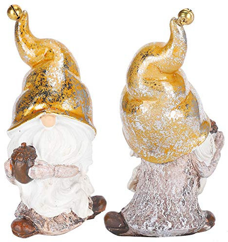 2 PCS Harz Santa Statue Ornament Weihnachten Nordic Design Weißer Bart Santa Figur, Weihnachtsschmuck