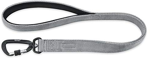 Hyhug Design 2021 Lightweight Aluminum Alloy Hook Buckle, High-grade Upgraded Traffic Durable Nylon short Lead, with soft Neoprene Lining Handle, Professional Training(24 inch, Sleet Gray) | Durable for loose-leash training, fits S/M/L dogs. For walks/jogs/hikes & crosswalks – control & safety. Gray