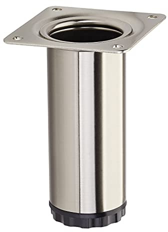 Möbelfuß BRAVO Höhe 100 mm + 10 mm Ø 40 mm Edelstahloptik höhenverstellbar | Schrankfuß aus Stahl Stellfuß belastbar bis 50 kg von SOTECH