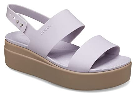 Crocs Women's Brooklyn Low Wedges Sandal, Mauve Mist/Mushroom, 4