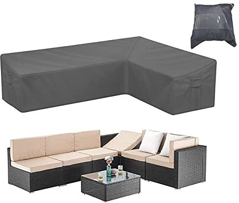 UCARE Gartenmöbel-Abdeckung, L-Form, Sofa, Möbel, wasserdichter Bezug, 420D, strapazierfähiges Oxford-Gewebe, Outdoor, Terrasse, Abschnitt Couch, Rattan, Ecksofa, Tisch, Stuhlschutz