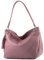 modamoda de - T154 - ital Schultertasche Umhängetasche aus Leder, Farbe:Altrosa