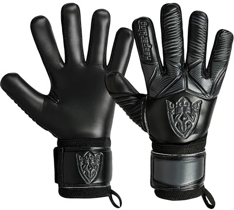 Keeperking Torwarthandschuhe Kinder Jugend Erwachsene Fußballhandschuhe ohne fingersave 4mm Vorhand (9, Schwarz)