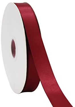 JESEP YONG 1 Maroon Double Face Satin Ribbon 100yd for Gifts & Weddings