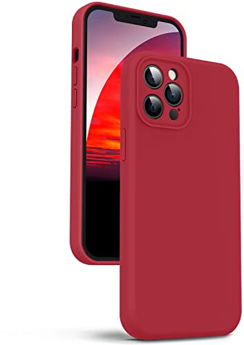 Supdeal Liquid Silicone Case for iPhone 12 Pro Max, [Camera Protection] [Anti Fingerprint] [Wireless Charging] 4 Layer Phone Case Protective Cover, Built-in Microfiber Case Cover, 6.7, Red